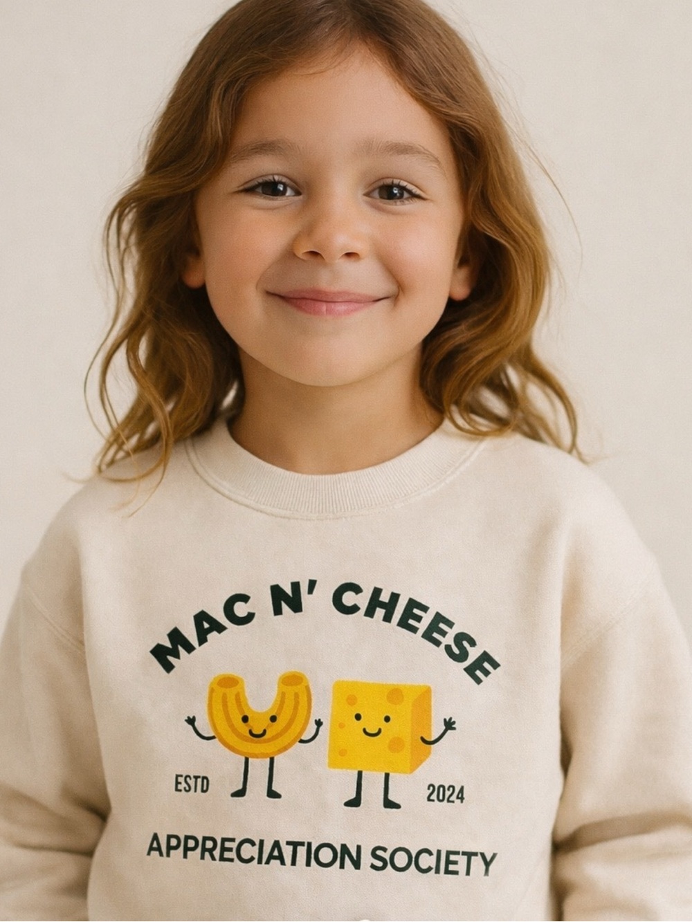 Mac N' Cheese Appreciation Society Cream Kids Sweatshirt